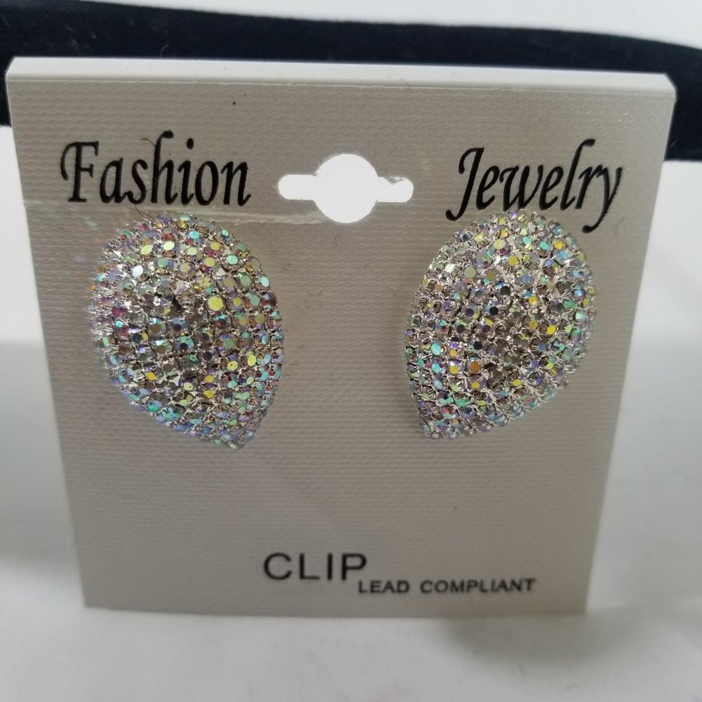 Crystal Clip On Fashion Evening Bridal Prom Wedding Earrings 1.5" Drop N…